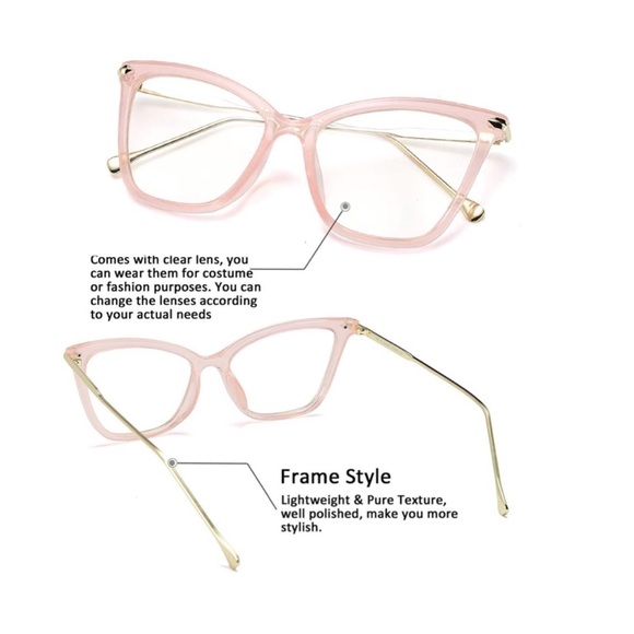 Oversized Cat Eye Glasses Frame with Clear Lenses - Picture 5 of 14